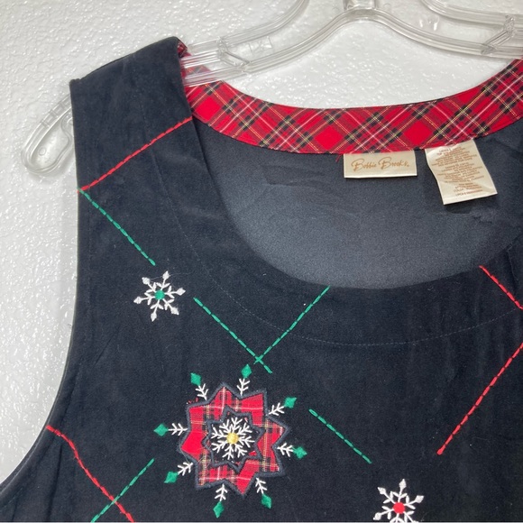 Bobbie Brooks Dress Vintage Large Embroidered Sleeveless Red Black - Picture 6 of 11